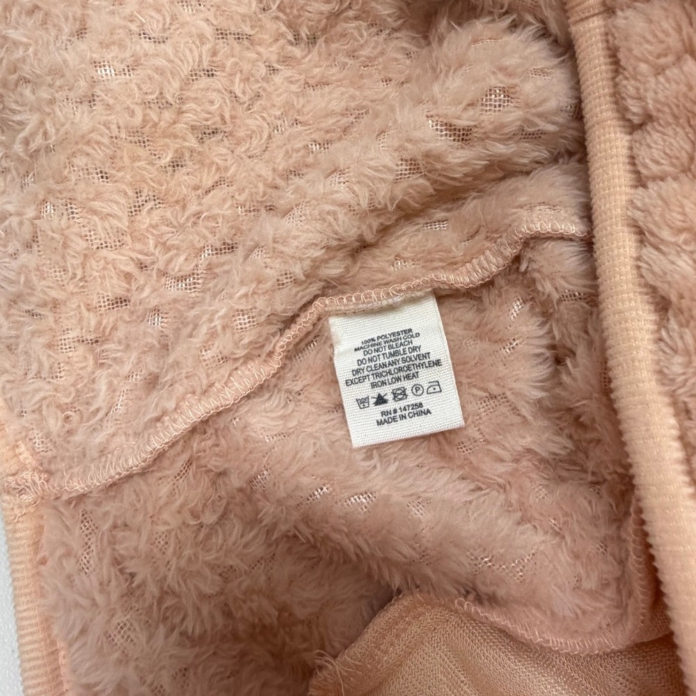 Simply Southern Peach Pink Popcorn Sherpa Fleece Quarter Snap Pullover Medium - Picture 7 of 7